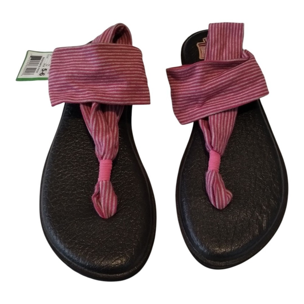 Sanuk Yoga Sling 2 Womens Sz 5-6 Stripe Fabric Comfort Yoga Mat Sole‎ Sandal